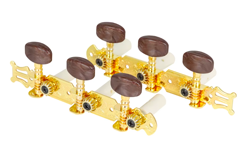 Clavijero de guitarra dorado con botones café